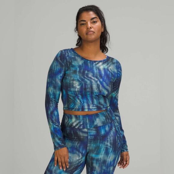 Lululemon Wunder Under Train Cropped Long Sleeve Shirt *Foil Size M - Picture 1 of 9